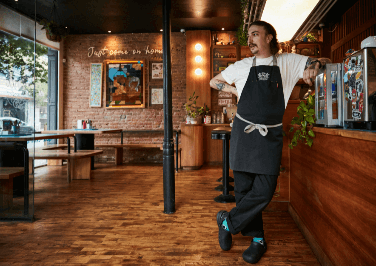 The Maynard owner in his restaurant