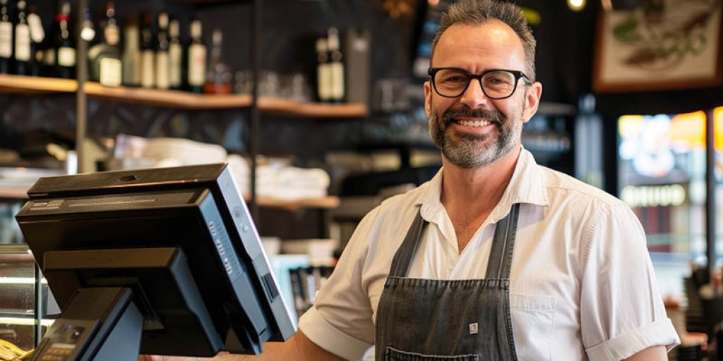 Restaurant manager using POS system for efficient management
