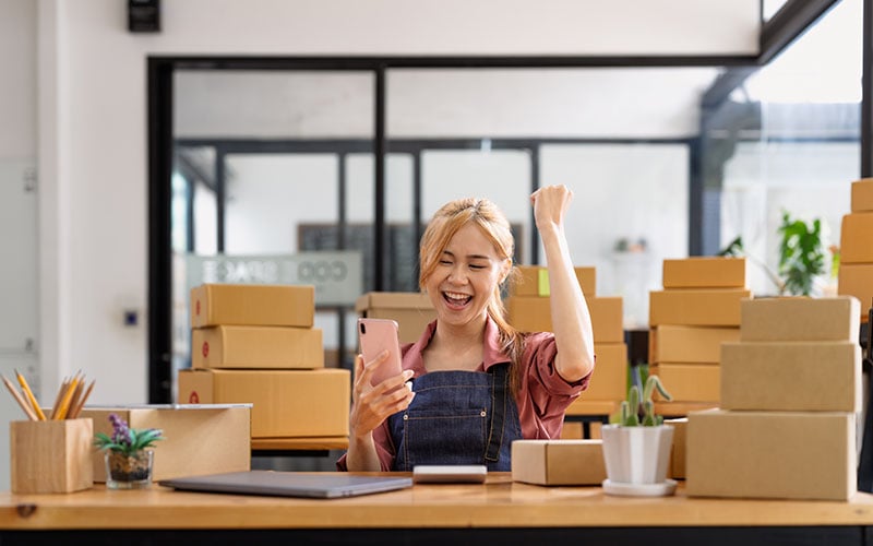 Business Owner Checking Virtual Merchant Online Sale