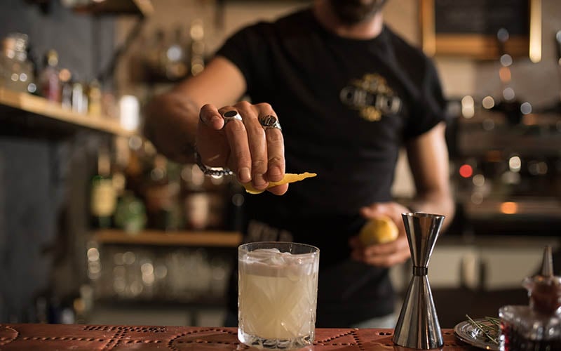 Barback Garnishing Drink