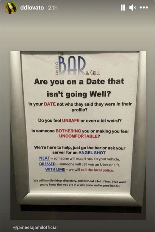 Example of Angel Shot sign in a bathroom