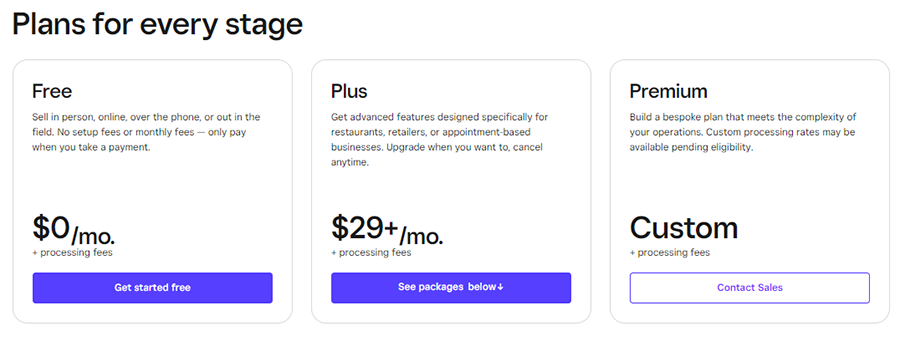 Square Pricing Plans
