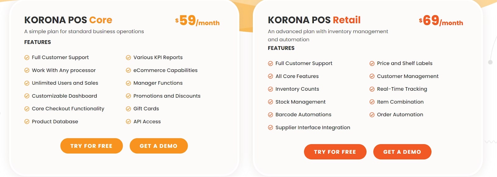KORONA POS pricing