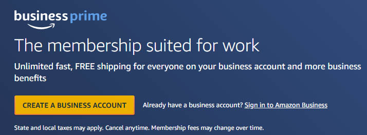 Create Amazon Business Prime Account
