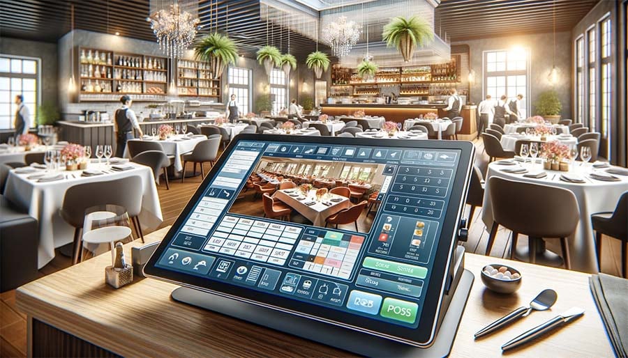 Illustration of POS System in Restaurant with Table Management