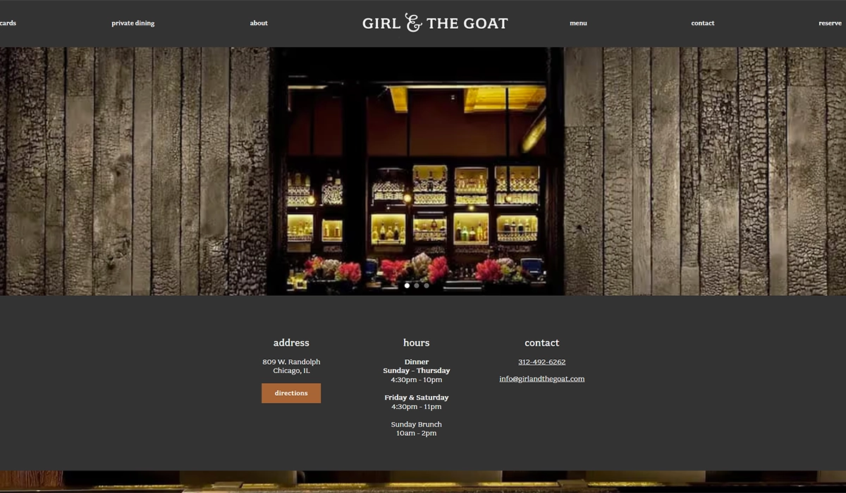 Girl & The Goat Restaurant Website - Chicago