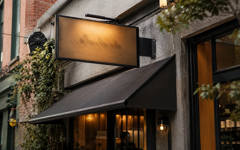 Independent restaurant exterior sign with a clear, memorable name